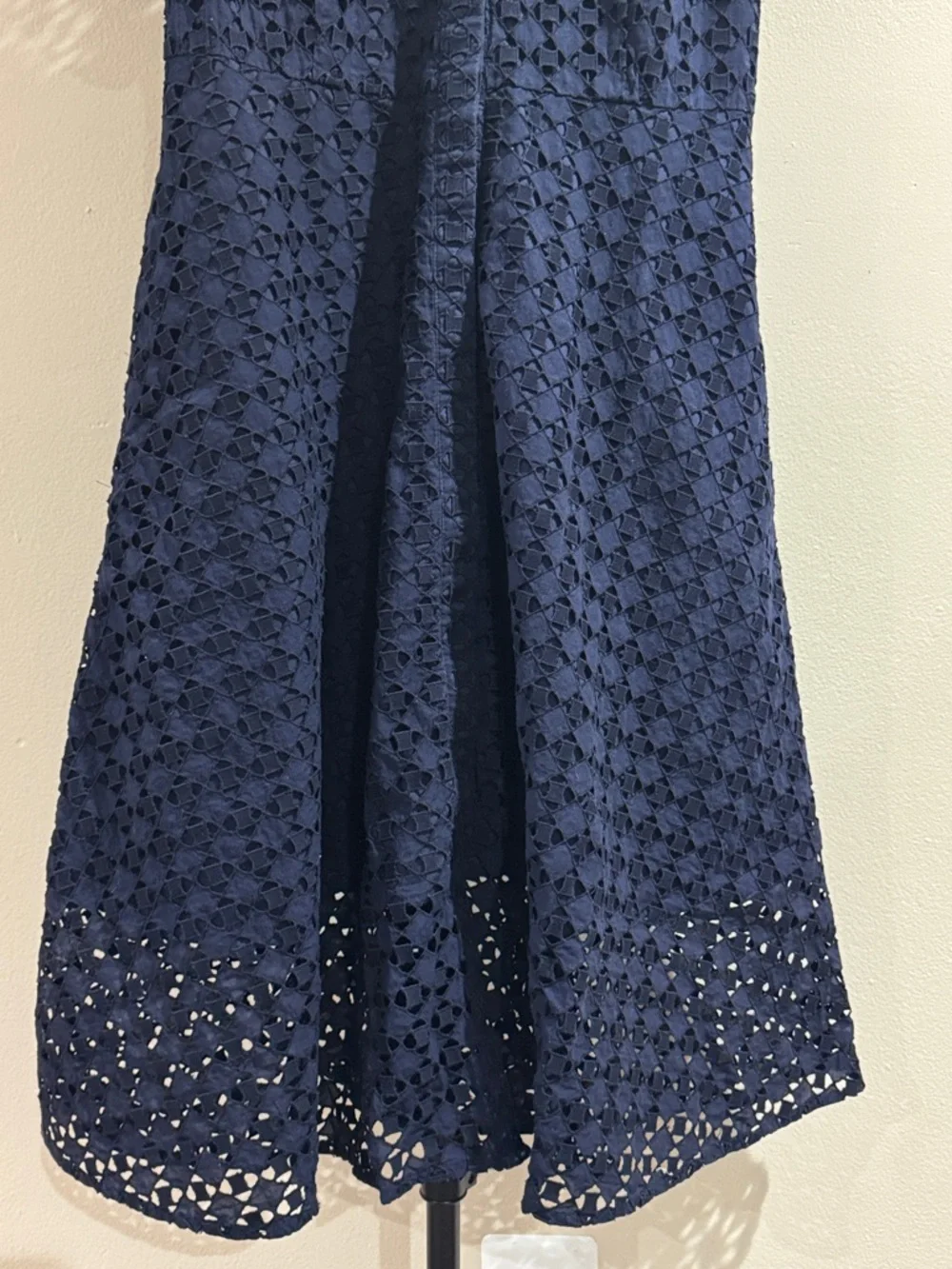 Ann Taylor Navy Eyelet Fit-and-Flare Dress - Picture 7 of 11